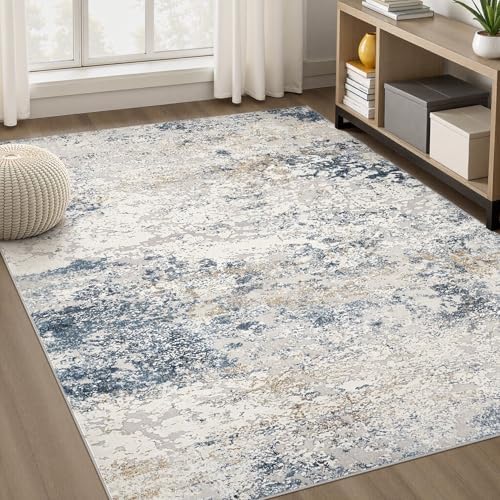 DMOYEST Area Rug Living Room Rugs 5x8 Washable Abstract Beige Blue Carpet by DMOYEST