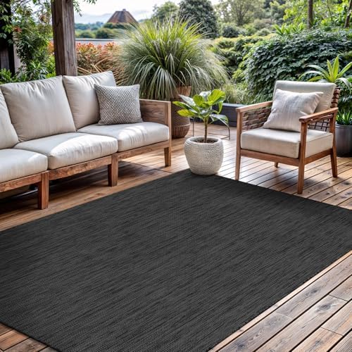 CAMILSON Outdoor Rug 5x7 Modern Area Rugs for Indoor and Outdoor Patios and Porches - Waterproof, Washable, Non-Shedding, Easy-to-Clean Outside Carpet (5 x 7, Solid - Dark Gray) by CAMILSONIndoorOutdoorAreaRugs