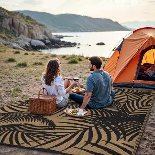 GENIMO Outdoor Rug, Waterproof Plastic Rugs for Patio, 6'x9' Ebony Brown - Image 5