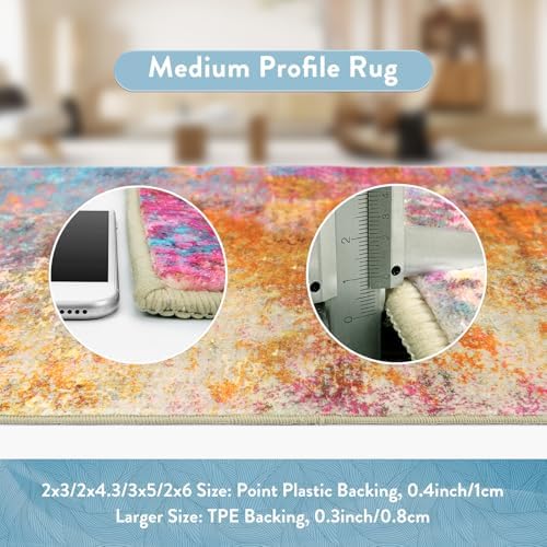 Lahome Kitchen Rugs, 2x4 Washable Rug with Soft Low-Pile for Entryway and Hallyway, Non-Slip&Small Carpet for Bathroom, Easy Clean Door-Friendly Mat, Kid&Pet Friendly Modern Decor 2x4 Galaxy - Image 5