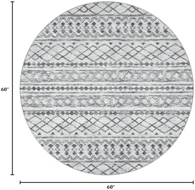 KUTA Boho Round Washable Rugs 5Ft Grey Moroccan Circle Area Rug - Image 2