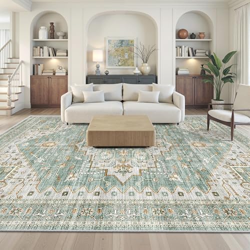 10x14 Area Rug for Living Room,Green Washable Large Rug Soft Boho Carpets - Image 6