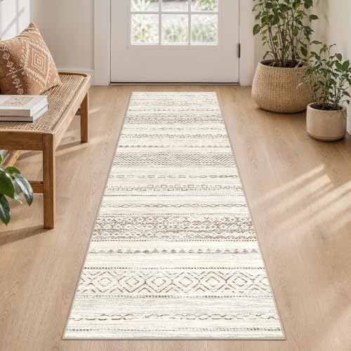 Nakagishi Boho 2x6 Runner Rug Machine Washable Rugs Non Slip Brown - Image 3