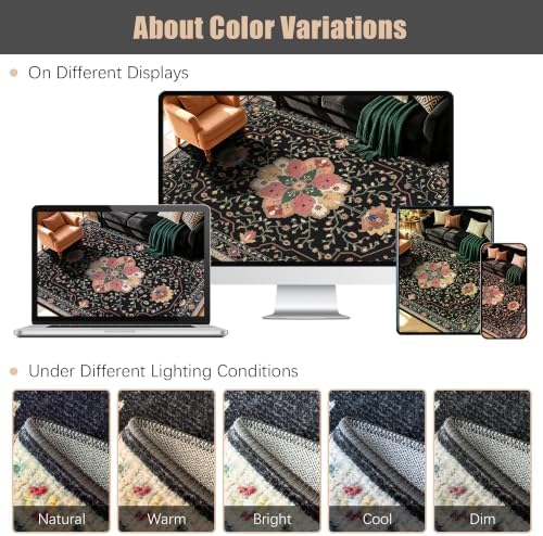YARNSCAPE 5' x 7' Machine Washable Area Rug, Non-Slip Low-Pile Carpet - Image 7