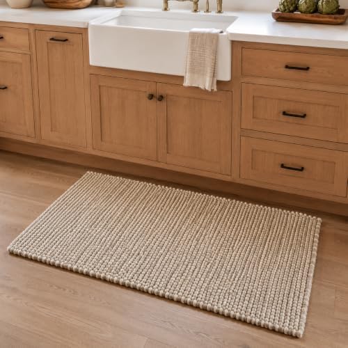 Wool Cotton Chunky Knit Popcorn Doormat - Beige (2' x 3') by ScandilivinHomes