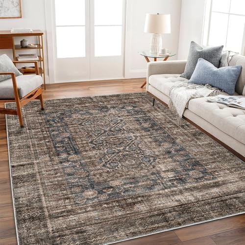 CHAMPLANT Area Rug 6'x9' Washable Vintage Traditional Floor Cover Thin Retro Kitchen Indoor Distressed Non Slip Carpet for Living Room Bedroom Dining Room by CHAMPLANT