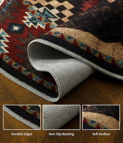YIHOUSE Washable Rustic Cabin Round Rug, 6ft - Image 4