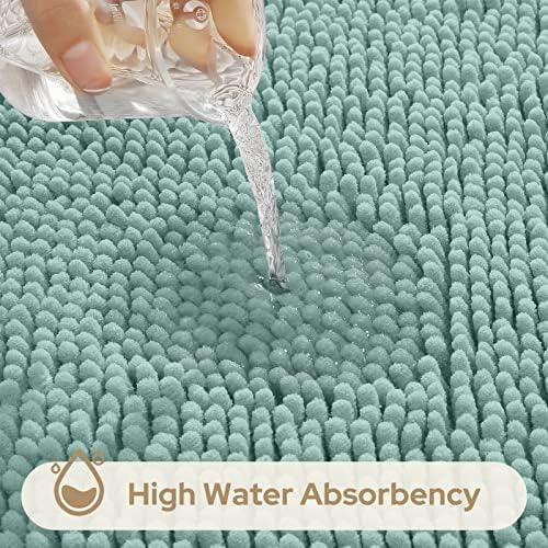 HOMEIDEAS Bathroom Rugs Set of 3, Super Soft Absorbent Chenille Bath Rugs - Image 4