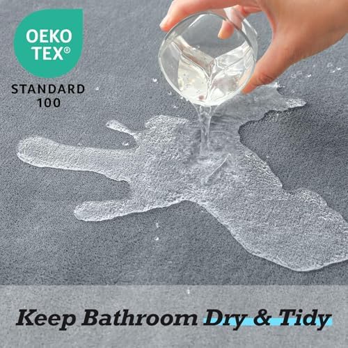 HUXMEYSON Bathroom Rugs Sets 3 Piece, Non-Slip & Quick Dry Bath Mat Set, Ultra Soft Velvet Bath Rugs for Bathroom, Toilet and Shower Floor, Grey - Image 5