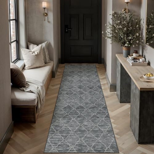 HUGEAR 2x8 Runner Rugs Black Washable Hallway Rug by HUGEAR
