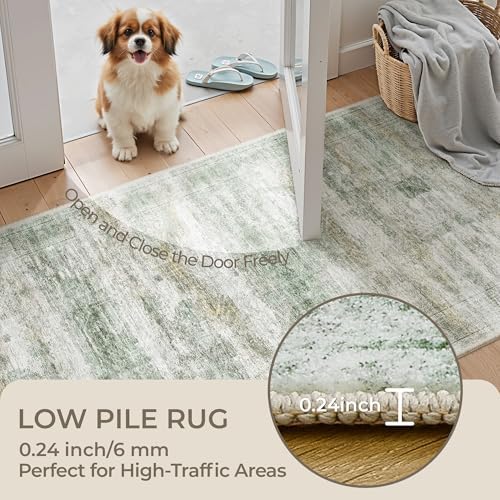2x8 Runner Rug Non Slip,Washable Hallway Runner Rug,Green - Image 6