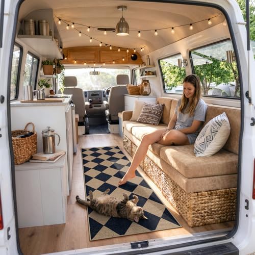 Lahome Checkered Easy Jute Outdoor Runner Rug, 2x6 Kitchen Rugs Washable - Image 3
