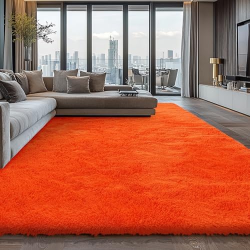 Shag Area Rugs for Bedroom Living Room,Orange 4X6 Ultra Soft Fluffy Area Rugs for Dorm,Indoor Carpet Plush Rugs for Home Halloween Decor - Image 3