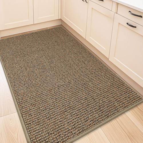 BEQHAUSE Kitchen Rugs 32"x48", Non-Slip Kitchen Mats for Floor, Taupe by BEQHAUSE