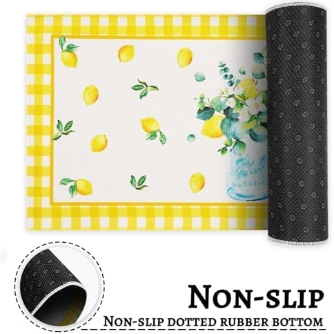 Lemon Kitchen Rugs Set of 2, Kitchen Decor and Accessories Washable Rug - Image 6