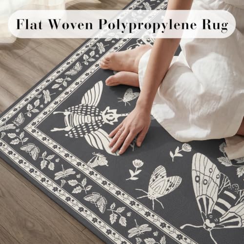 AMOAMI-Outdoor Rug-Patio Rug 8x10 ft Quick Dry Machine Washable Flatweave Textured Outdoor Carpet with Rubber Particles Backing Indoor Outdoor Rug for Patio Deck Front Porch Balcony Greyish Black - Image 6