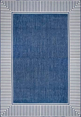 nuLOOM Asha Navy Bordered Power Loomed Indoor/Outdoor Area Rug, 10' x 12' - Image 2
