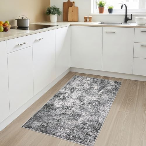 DMOYEST 3x5 Entryway Area Rug Washable Abstract Grey Small Carpet - Image 4