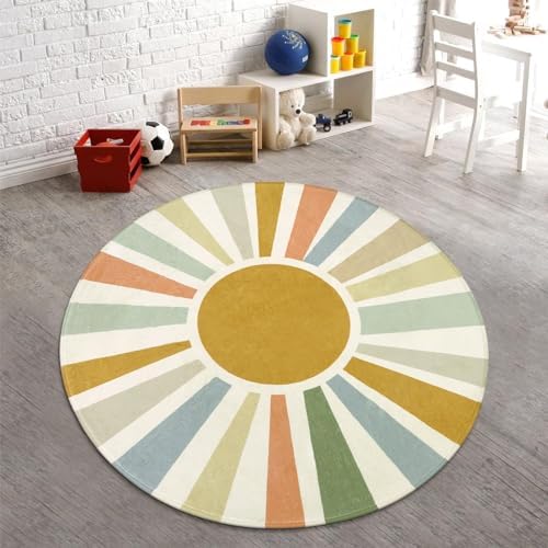 STARUIA Boho 5Ft Round Rug, Washable Kids Circle Rug for Playroom Bedroom - Image 3