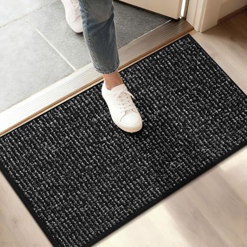 BEQHAUSE Dirt Trapper Door Mat 17" x 30", Non-Slip Doormats, Black by BEQHAUSE
