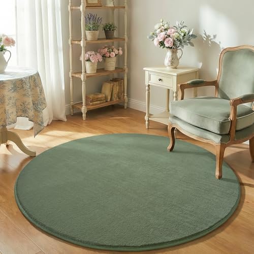 Amearea Sage Green Round Area Rugs 5ft Circle Rugs for Bedroom Living Room - Image 7