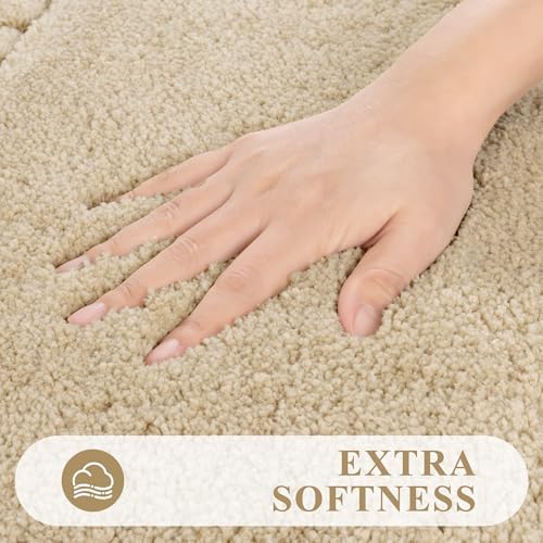 Pauwer Bathroom Rugs Sets 3 Piece, Microfiber Bath Mat Set, Light Beige - Image 3