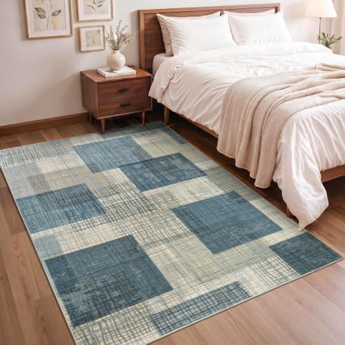 Washable 4x6 Entryway Rug, Area Rugs for Bedroom Kitchen, Blue - Image 3