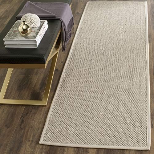 SAFAVIEH Natural Fiber Accent Rug 2'6"x4' Textured, Marble & Beige NF143C by Unknown