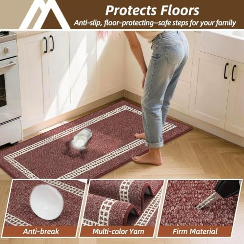 COSY HOMEER Kitchen Rugs Sets of 2 Non-Slip Washable,20"x30"+20"x48" - Image 5