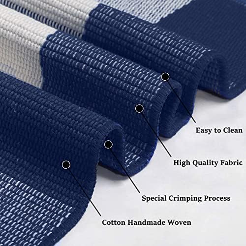 KILOCOCO Buffalo Plaid Checkered Rug 27.5x43 in Blue White Front Door Rug - Image 4