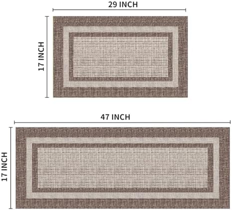 Artoid Mode Brown Rectangle Plaid Kitchen Mats Set of 2-17x29 + 17x47 - Image 3