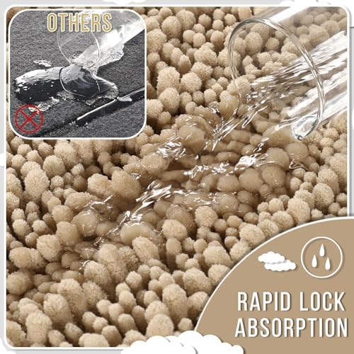 Yimobra Large Bathroom Rugs Non Slip Washable 36x24 Inch - Ultra Soft Absorbent Chenille Bath Mat, Quick Dry Shaggy Floor Carpet for Tub Shower, Camel Home Decor Accessories - Image 5