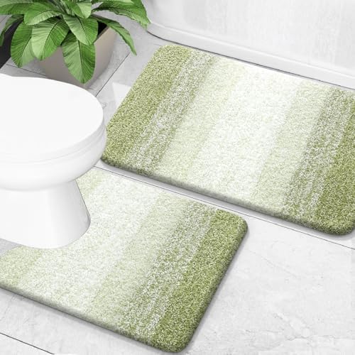 OLANLY Micorfiber Bathroom Rug Set 2 Piece, Soft Bath Mats, Mustard Yellow by OLANLY