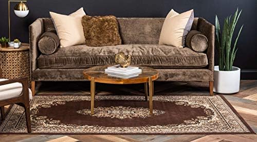 Unique Loom Reza Collection Traditional Persian Style Area Rug, 8 x 10 ft, Brown/Ivory - Image 4