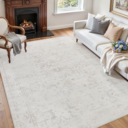 Washable Area Rugs 2x4: Living Room Bedroom Carpet Neutral Cream - Image 3