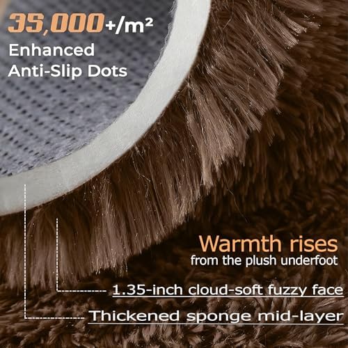 5x7 Area Rug for Living Room: Fluffy Shag Soft Washable Rugs Fuzzy Plush Indoor Carpet for Bedroom Nursery Playroom Dorm Kids Girls Boys Room (Coffee, 5'x7') - Image 3
