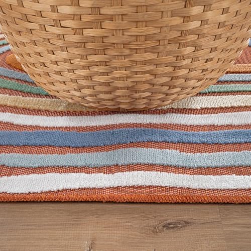 CAMILSON Indoor Outdoor Rug, Orange 9x12 Geometric Arch Striped Large Area Rugs for Patio and Home Areas, Easy-Cleaning Non-Shedding Living Room, Garden and Deck Washable Outside Carpet (9 x 12) - Image 6