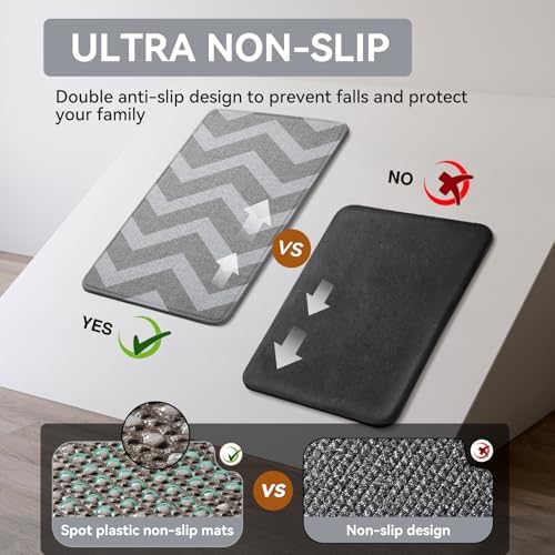 YDKGL Kitchen Rugs Non Slip Washable Kitchen Mats for Floor, Super Absorbent Oil and Water Linen-Look Woven Runner Rug, Kitchen Sink Mat Standing Mat, Gray 17"x47" - Image 6