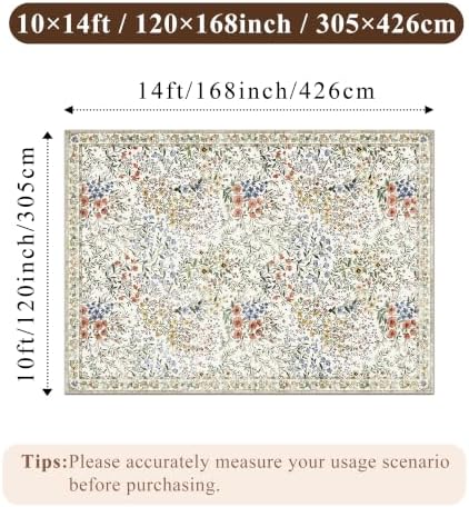 Area Rugs 10x14 Living Room: Machine Washable Rug - Soft Carpet for Bedroom - Waterproof Stain Resistant Vintage Distressed Area Rug (10'x14',Beige) - Image 2