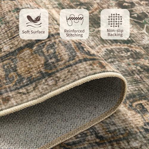 Rugxara Brown Area Rugs 5x7 Washable Rug for Living Room Bedroom - Image 3