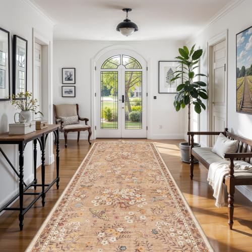 5x12 Rugs for Wide Hallway Thin Washable Runner Rug Apricot - Image 4