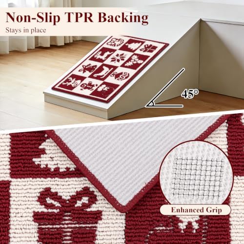U'Artlines Christmas Red Kitchen Rugs and Mats Set of 3,20x32+20x48+20x59 - Image 4