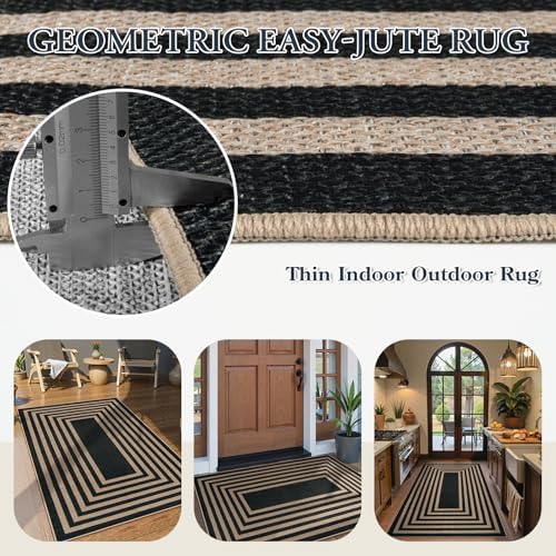 Lahome Modern 3x5 Outdoor Rug,Black Indoor Outdoor Front Porch Rug Non Slip - Image 4