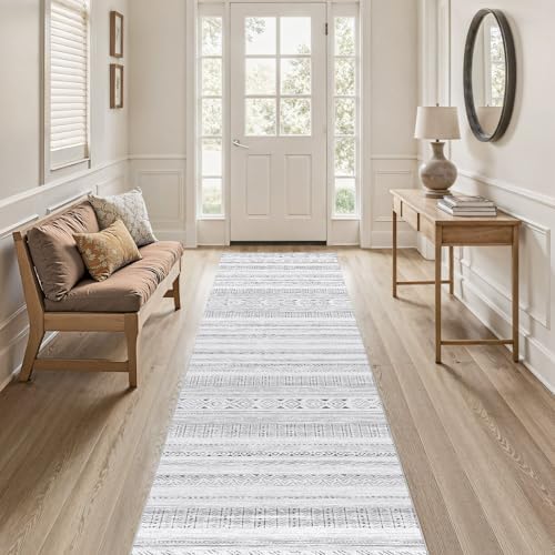 cotiled Hallway 2.6x8 Runner Rugs Washable Boho Rug Dark Grey - Image 6