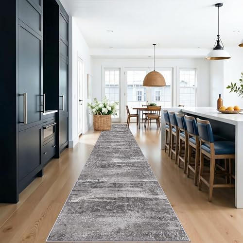 3x15 Runner Rug for Hallway Washbale - Modern Abstract Stain Resistant Kitchen Rugs with Non Slip Backing Soft Entryway Living Room Carpet Indoor Lightweight Home Decor Floor Thin Mat 3x15 Black - Image 2