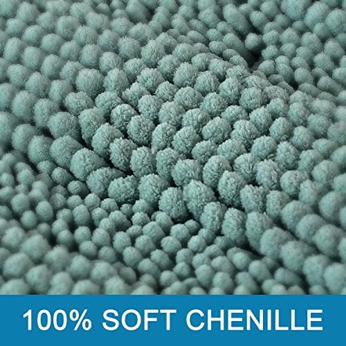 H.VERSAILTEX Bathroom Rugs Bath Rug Set 2 Piece Bathroom Contour Rug Toilet Mat Sets Non Slip Contour Bath Rug Ultra Thick Water Absorbent Striped Bath Mats(20" x 32" Plus 20" x 20" U, Eggshell Blue) - Image 3