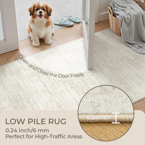 2x10 Runner Rug Non Slip,Washable Hallway Runner Rug,Beige - Image 6