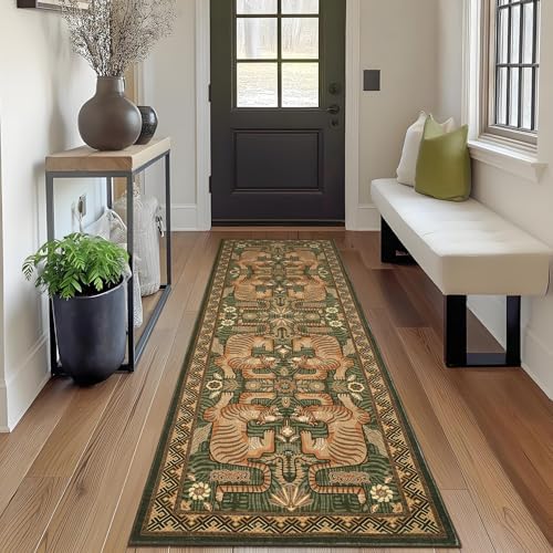 GarveeHome Tiger Print 2'x6' Washable Runner Rug Non Slip Boho Hallway Rug - Image 2