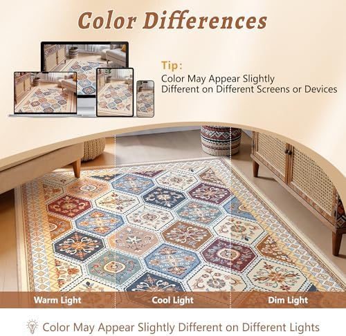 6x9 Area Rugs for Living Room, Soft Non-Slip Vintage Boho Moroccan, Low-Pile Printed Washable Rug Carpet for Living Room, Bedroom, Dining Room, Playroom-Multi - Image 4