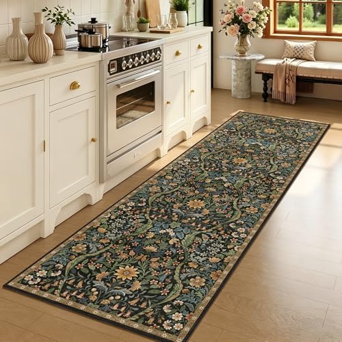 2’6″x 8’Floral Runner Rug for Kitchen Washable Hallway Runner by NakedCloud